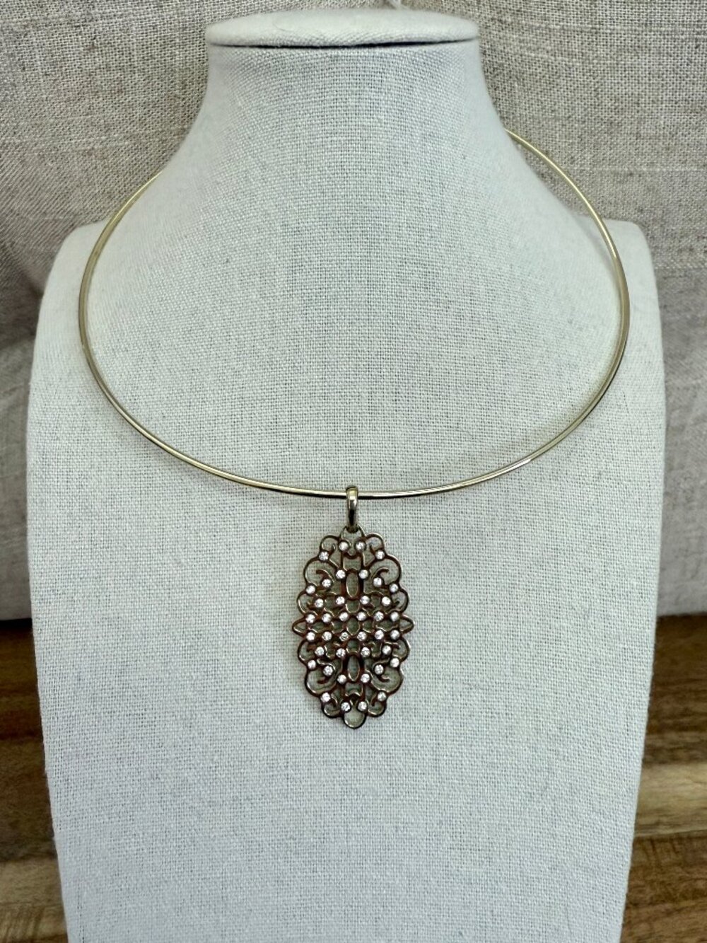 Dyrberg/Kern Hagia Swarovski crystal lace wire necklace with pendant
